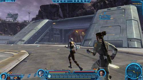 Turn right at the fork and go through the green force field in [4] to enter the story area - (L11) Chasing Skavak - Smuggler - Star Wars: The Old Republic - Game Guide and Walkthrough