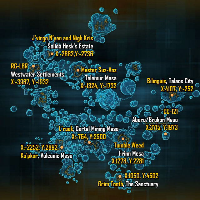 Map with markings of enemies needed for Monsters of Makeb achievement - Monsters of Makeb map - What's new in RotHC? - Star Wars: TOR - Rise of the Hutt Cartel - Game Guide and Walkthrough