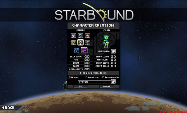 The character creation screen - Races - The guide of the Novice - Starbound - Beta - Game Guide and Walkthrough