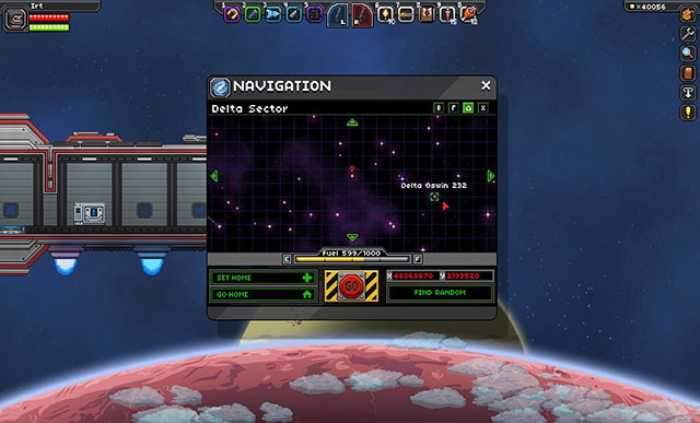 The navigation window - Sectors - Guide of the interstellar traveler - Starbound - Beta - Game Guide and Walkthrough