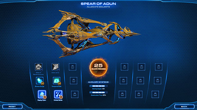 Artanis flagship has eighteen abilities split into six groups and three systems - Solar Core - Spear of Adun - StarCraft II: Legacy of the Void - Game Guide and Walkthrough
