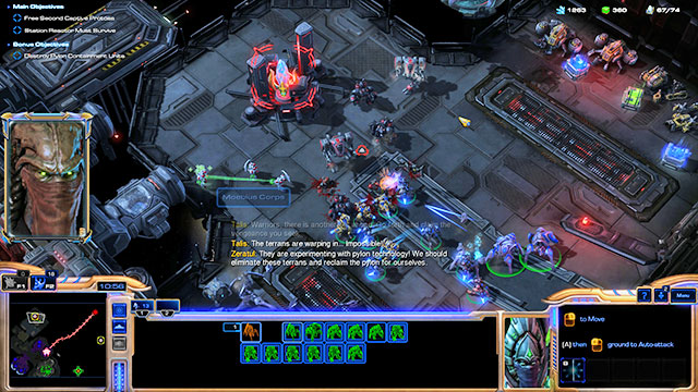The first group of the imprisoned protoss [4] is guarded by few terran units - Mission 1 - Dark Whispers - Campaign - Whispers of Oblivion - StarCraft II: Legacy of the Void - Game Guide and Walkthrough
