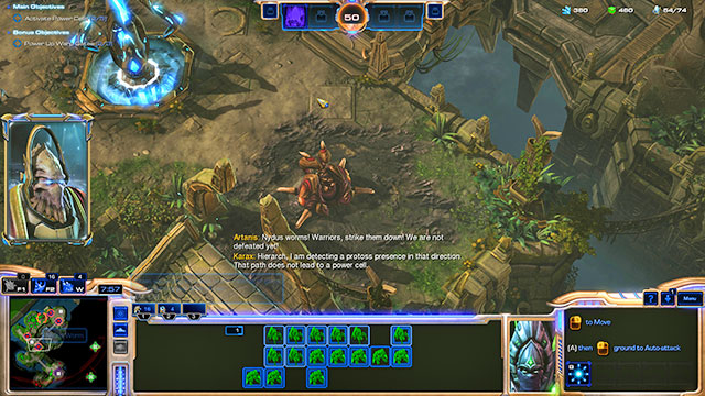 Four nydus worms will appear near [P1] and [P2] after activating the third power cell - Mission 3 - The Spear of Adun - Campaign - Legacy of the Void - StarCraft II: Legacy of the Void - Game Guide and Walkthrough