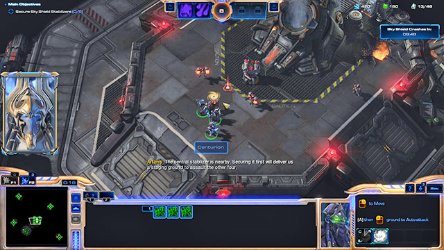 Gather all your troops and send them towards the first sky shield stabilizer [1] just after the mission starts - Mission 7 - Sky Shield - Campaign - Legacy of the Void - StarCraft II: Legacy of the Void - Game Guide and Walkthrough