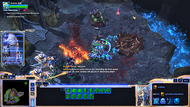 At the end of the tunnel, you will find another zerg base in point [35] - Mission 17 - Templars Return - Campaign - Legacy of the Void - StarCraft II: Legacy of the Void - Game Guide and Walkthrough