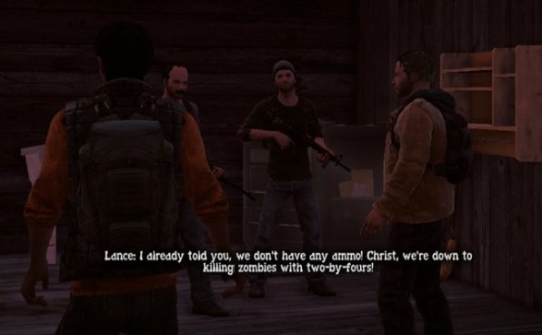 It turns out that Wilkersons want to collect a debt in the form of ammunition from a survivor, after a conversation you need to make a choice: help a stranger, refuse the mission, or delay it - Wilkersons - Walkthrough - State of Decay - Game Guide and Walkthrough