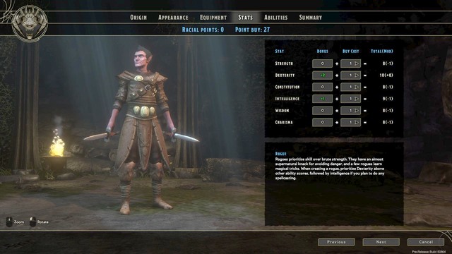 The window with the statistics of the character you create - Character creation - Sword Coast Legends - Game Guide and Walkthrough