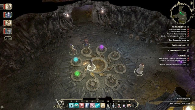 With both crystals on you, approach the circle in front of the door (M13,7) and arrange them in the way shown in the above screenshot - Family Ties - Dalanirs quest - Companions quests - Sword Coast Legends - Game Guide and Walkthrough