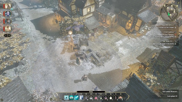 After you arrive in the market district of Luskan, it is a good idea to take a look around (M5) - The Contact - Main quest - Market District/Slums M5 - Sword Coast Legends - Game Guide and Walkthrough