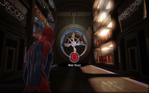On the other side you will find a room with a big turbine - Chapter 01 - Oscorp Is Your Friend - Walkthrough - The Amazing Spider-Man - Game Guide and Walkthrough