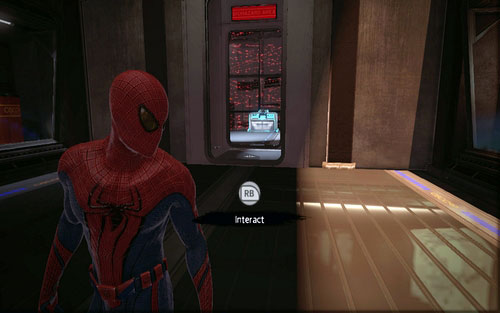 Proceed similarly with the second fan and use the nearby computer with the Web Rush - Chapter 01 - Oscorp Is Your Friend - Walkthrough - The Amazing Spider-Man - Game Guide and Walkthrough