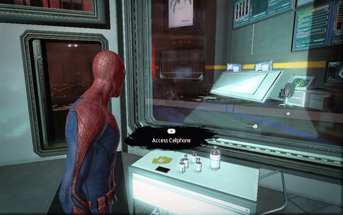 After the short cinematic ends, you will gain access to a special cell phone - Chapter 01 - Oscorp Is Your Friend - Walkthrough - The Amazing Spider-Man - Game Guide and Walkthrough