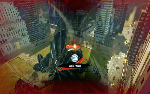 In the air, use Web Rush again to destroy two other targets on the sides of the machine - Chapter 01 - Oscorp Is Your Friend - Walkthrough - The Amazing Spider-Man - Game Guide and Walkthrough