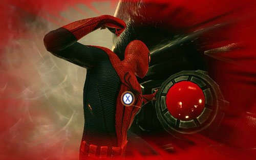 Aim at its eyes and start quickly pressing X to attack - Chapter 01 - Oscorp Is Your Friend - Walkthrough - The Amazing Spider-Man - Game Guide and Walkthrough
