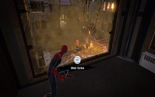 Having defeated him, jump down - Chapter 02 - Escape Impossible - Walkthrough - The Amazing Spider-Man - Game Guide and Walkthrough