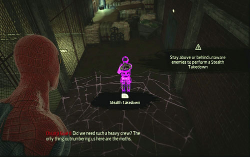 In order to perform a stealth attack, you need to press RBwhen you're invisible and nearby the enemy - Chapter 03 - In the Shadow of Evils Past - p. 1 - Walkthrough - The Amazing Spider-Man - Game Guide and Walkthrough