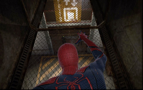 After getting inside, keep heading onwards and stop by the end of the shaft - Chapter 03 - In the Shadow of Evils Past - p. 1 - Walkthrough - The Amazing Spider-Man - Game Guide and Walkthrough