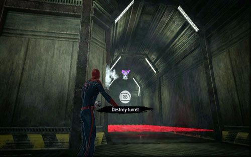 Inside the corridor you will come across a turret - Chapter 03 - In the Shadow of Evils Past - p. 2 - Walkthrough - The Amazing Spider-Man - Game Guide and Walkthrough