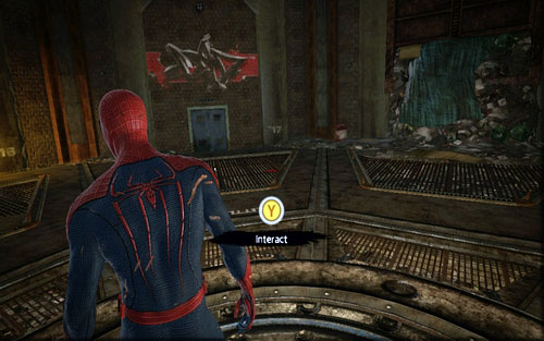Inside the big room you need to create a web (Y) and find the right tunnel - Chapter 04 - The Thrill of the Hunt - p. 2 - Walkthrough - The Amazing Spider-Man - Game Guide and Walkthrough