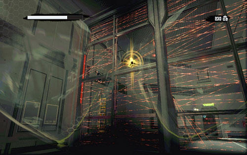 Go to the other side through the hole on the left, using the nearby computer beforehand and destroying three turrets on your way - Chapter 06 - Smythe Strikes Back - p. 1 - Walkthrough - The Amazing Spider-Man - Game Guide and Walkthrough