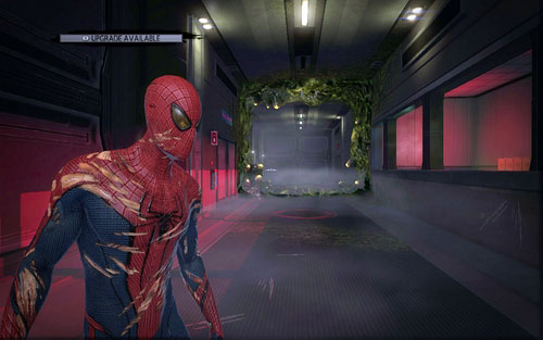 Move onwards after the fight, jumping through a hole in the barricade - Chapter 06 - Smythe Strikes Back - p. 2 - Walkthrough - The Amazing Spider-Man - Game Guide and Walkthrough