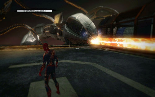 After receiving the first hit, the robot will change its attack type - Chapter 06 - Smythe Strikes Back - p. 2 - Walkthrough - The Amazing Spider-Man - Game Guide and Walkthrough