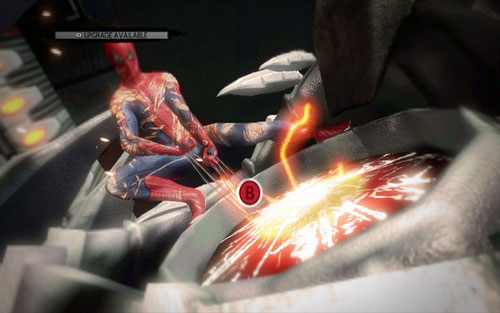 After the second hits, the machine will start alternating between using maces and the laser, this time attacking much faster as well - Chapter 06 - Smythe Strikes Back - p. 2 - Walkthrough - The Amazing Spider-Man - Game Guide and Walkthrough