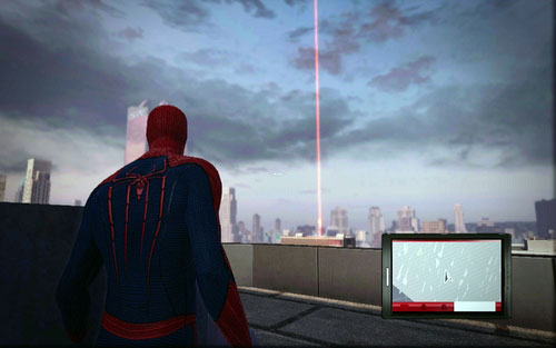 To do that, climb a high building and find the red beam - Chapter 06 - Smythe Strikes Back - p. 2 - Walkthrough - The Amazing Spider-Man - Game Guide and Walkthrough