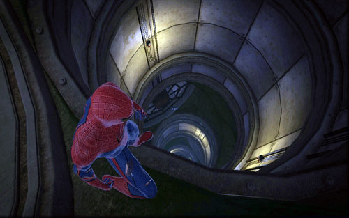 There you will find a tall shaft which you need to follow to the bottom - Chapter 10 - Spider-Man No More! - p. 1 - Walkthrough - The Amazing Spider-Man - Game Guide and Walkthrough