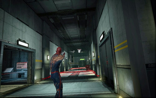 Run onwards, block the turrets with spider web and hide in the side rooms from time to time - Chapter 10 - Spider-Man No More! - p. 2 - Walkthrough - The Amazing Spider-Man - Game Guide and Walkthrough
