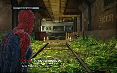 On the left you will see a train car blocking the way - 1 - Train Docking Station - Side missions - The Amazing Spider-Man - Game Guide and Walkthrough