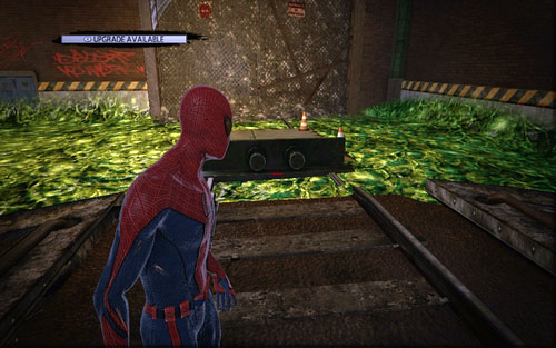 You need to pull it towards the platform on the left - 1 - Train Docking Station - Side missions - The Amazing Spider-Man - Game Guide and Walkthrough