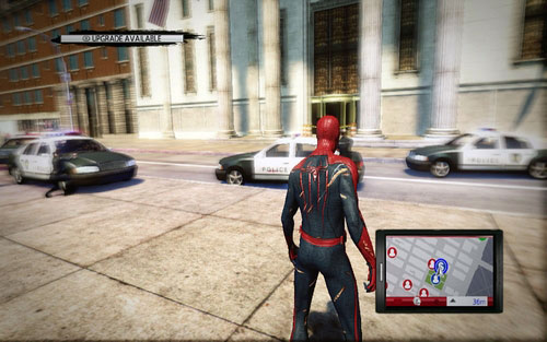 In order to begin the mission, you need to enter a bank surrounded by police - 2 - St. Gabriel's Bank - Side missions - The Amazing Spider-Man - Game Guide and Walkthrough