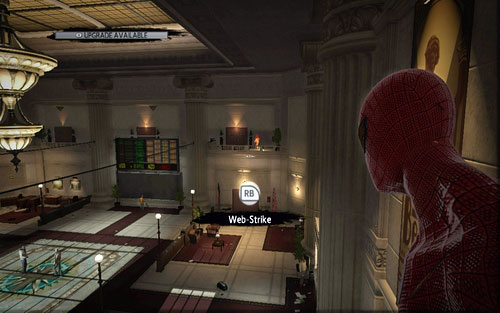 After getting inside, start off by eliminating the two riflemen standing on the balconies on the right - 2 - St. Gabriel's Bank - Side missions - The Amazing Spider-Man - Game Guide and Walkthrough
