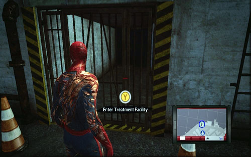 The entrance can be found at the shore, behind some destroyed grates - 3 - Water Treatment Facility - Side missions - The Amazing Spider-Man - Game Guide and Walkthrough