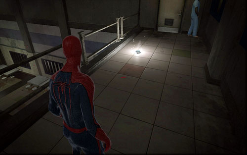 Right behind the barrier you should find the first recording - Chapter 02 - Escape Impossible - Collectibles inside buildings - The Amazing Spider-Man - Game Guide and Walkthrough