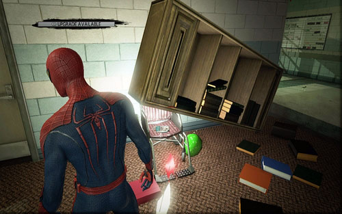 On the right side there's a crushed wheelchair behind which the recording has been left - Chapter 02 - Escape Impossible - Collectibles inside buildings - The Amazing Spider-Man - Game Guide and Walkthrough