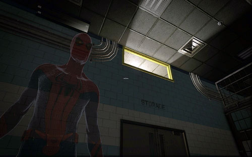 After a short meeting with a woman named Felicia, turn right and go through the hole on the left - Chapter 02 - Escape Impossible - Collectibles inside buildings - The Amazing Spider-Man - Game Guide and Walkthrough