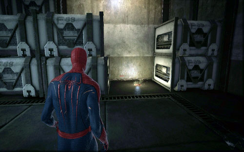 Can be found left of the window which you broke using the crate hanging by the ceiling - Chapter 03 - In the Shadow of Evils Past - p. 1 - Collectibles inside buildings - The Amazing Spider-Man - Game Guide and Walkthrough