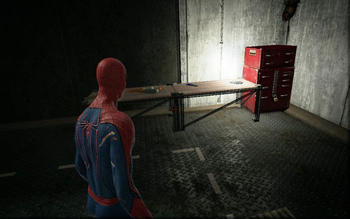 You need to stop it with spider web (B) and afterwards go to the other side, where the first recording is waiting for you - Chapter 04 - The Thrill of the Hunt - Collectibles inside buildings - The Amazing Spider-Man - Game Guide and Walkthrough