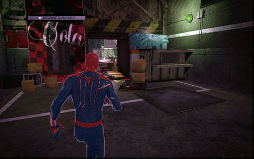 For the last item, head to the tunnel with the Cola poster and jump down to the left right after entering - Chapter 04 - The Thrill of the Hunt - Collectibles inside buildings - The Amazing Spider-Man - Game Guide and Walkthrough
