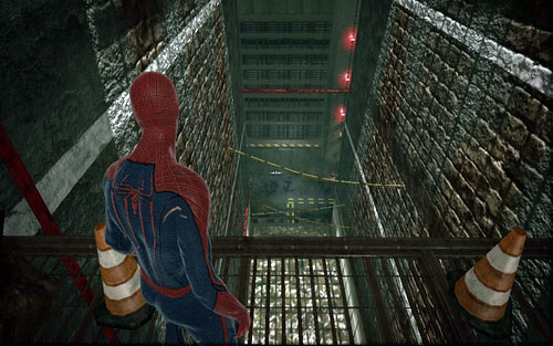 After you manage to stealthy take down all the enemies in the first high sewer (the one with red pipes), run straight all the way until you see a grate on the left - Chapter 04 - The Thrill of the Hunt - Collectibles inside buildings - The Amazing Spider-Man - Game Guide and Walkthrough