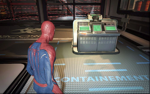 Can be found in the left corner of the first room with a glass floor - Chapter 06 - Smythe Strikes Back - p. 1 - Collectibles inside buildings - The Amazing Spider-Man - Game Guide and Walkthrough