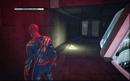 It's lying behind a window on the right - Chapter 06 - Smythe Strikes Back - p. 1 - Collectibles inside buildings - The Amazing Spider-Man - Game Guide and Walkthrough