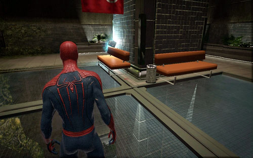 The next one is lying on the bench on the right side of the shaft - Chapter 06 - Smythe Strikes Back - p. 2 - Collectibles inside buildings - The Amazing Spider-Man - Game Guide and Walkthrough