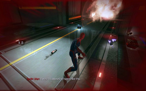 The ninth technology lies by the exit from the room in which Gwen is held - Chapter 06 - Smythe Strikes Back - p. 2 - Collectibles inside buildings - The Amazing Spider-Man - Game Guide and Walkthrough