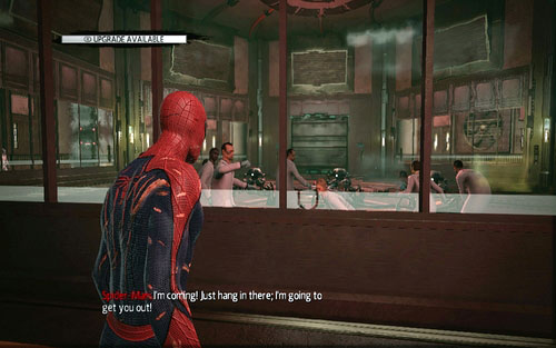 The next one is in the corridor surrounding the imprisoned scientists - Chapter 07 - Spidey to the Rescue - p. 1 - Collectibles inside buildings - The Amazing Spider-Man - Game Guide and Walkthrough