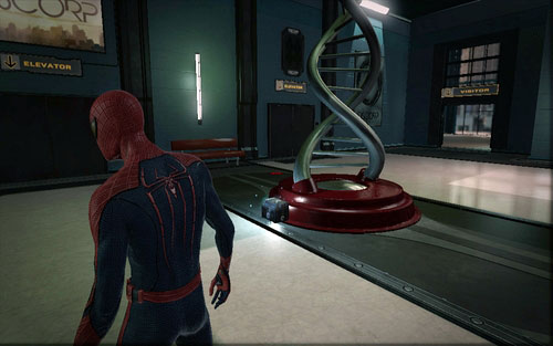 Go round it and pick up the second Tech Piece - Chapter 07 - Spidey to the Rescue - p. 2 - Collectibles inside buildings - The Amazing Spider-Man - Game Guide and Walkthrough