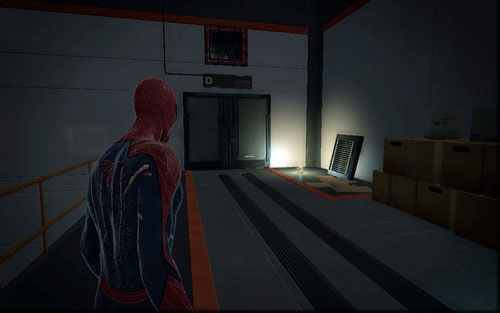 From the decontamination room, head to room 205/204 and find the ventilation shaft on the upper floor - Chapter 07 - Spidey to the Rescue - p. 2 - Collectibles inside buildings - The Amazing Spider-Man - Game Guide and Walkthrough