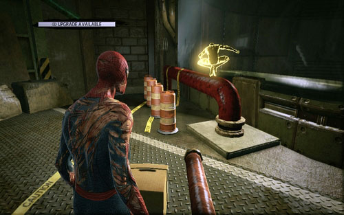 After leaving the water level for the first time, follow the red pipe left - Chapter 12 - Where Crawls the Lizard? - Collectibles inside buildings - The Amazing Spider-Man - Game Guide and Walkthrough